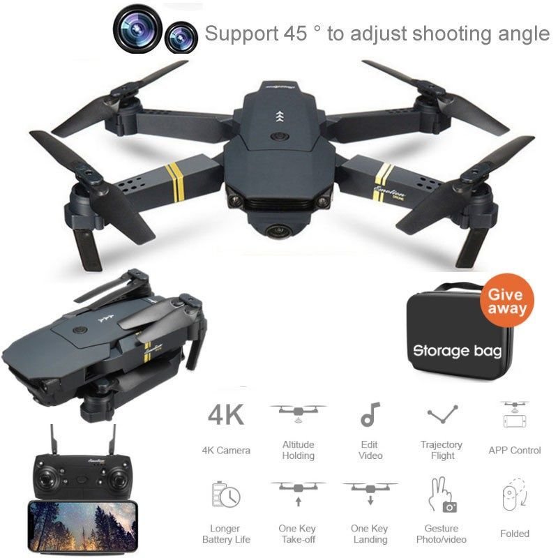 Drone E58 PRO Câmera HD Wifi, Fotos e Vídeos, Estabilidade, Dourado, com Bolsa