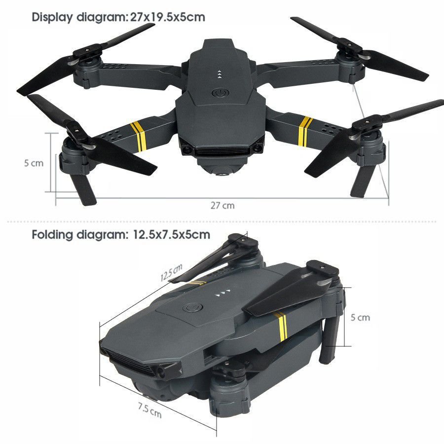 Drone E58 PRO Câmera HD Wifi, Fotos e Vídeos, Estabilidade, Dourado, com Bolsa