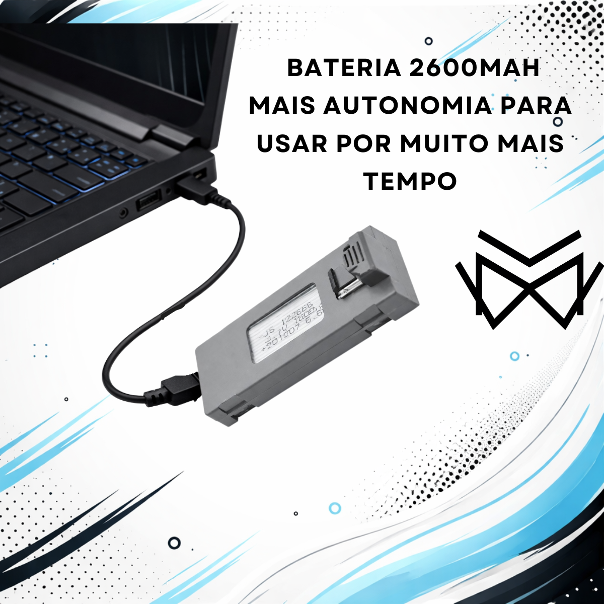 Bateria Drone Original Duravel 2600Mah Recarregavel USB Cor:Cinza
