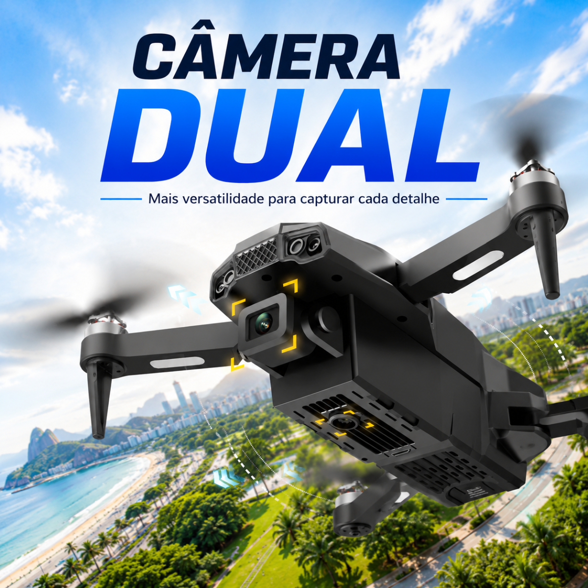 Drone F198 2025 Dual Câmera 4K HD Motor Sem Escova Estável