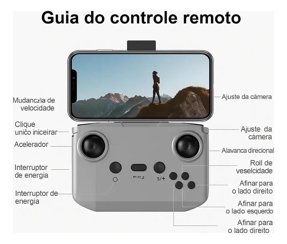 Mini Drone GT3 8k Duas Câmera HD 5G FPV Controle com Tela