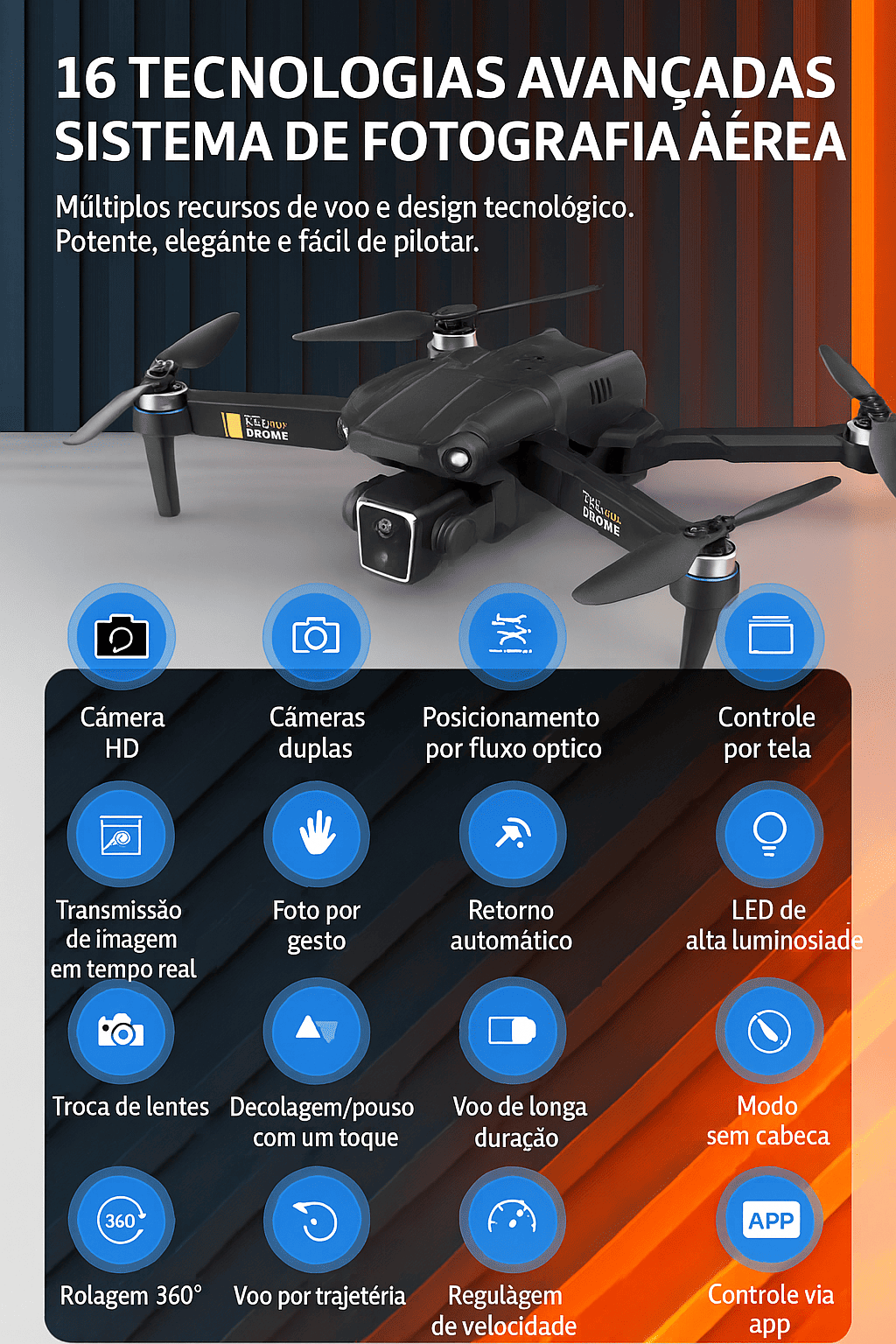 K13MAX Drone Profissional Dual Câmera 4K Full HD GPS Alto Desempenho Controle Com Tela SD