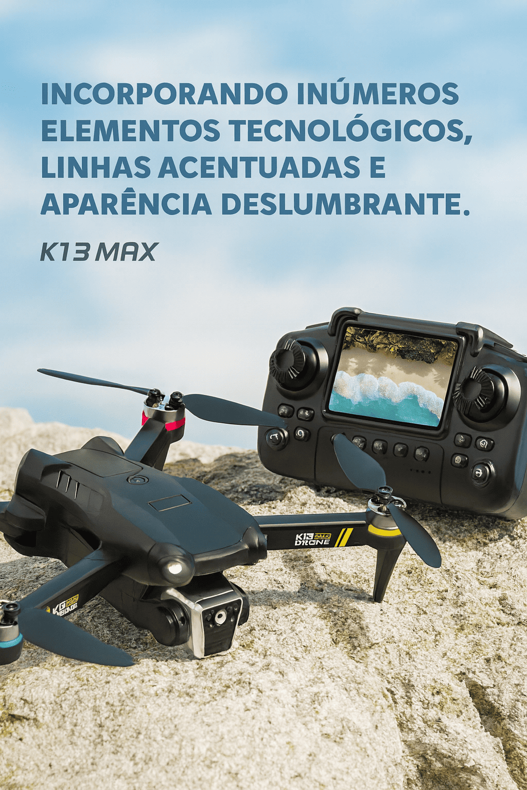 K13MAX Drone Profissional Dual Câmera 4K Full HD GPS Alto Desempenho Controle Com Tela SD