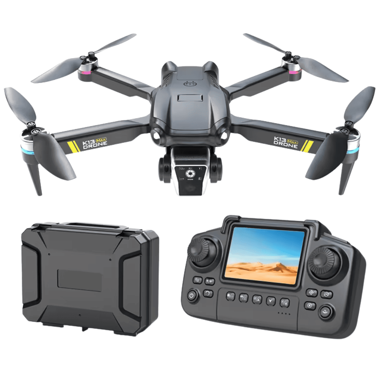 K13MAX Drone Profissional Dual Câmera 4K Full HD GPS Alto Desempenho Controle Com Tela SD