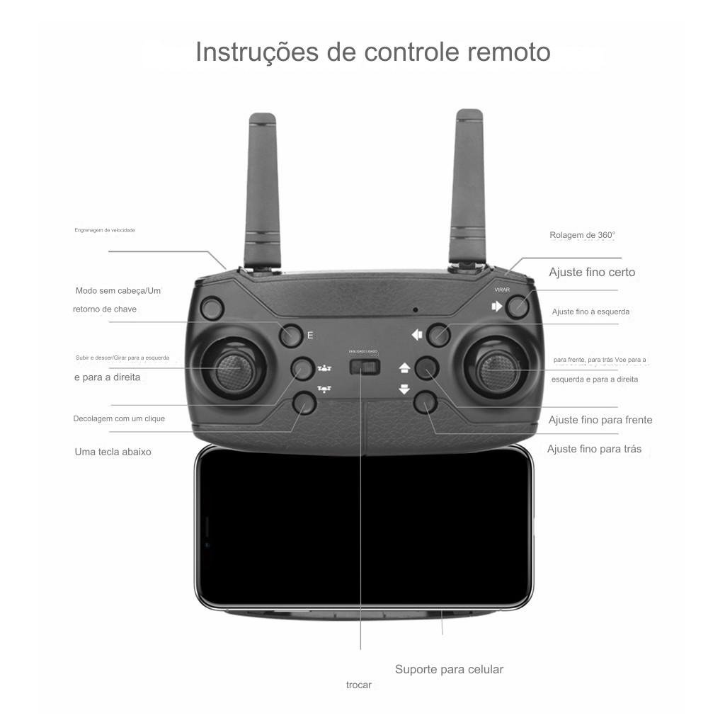 Drone com Duas Câmeras 4K K3 WiFi 2.4G FPV Voo Balístico