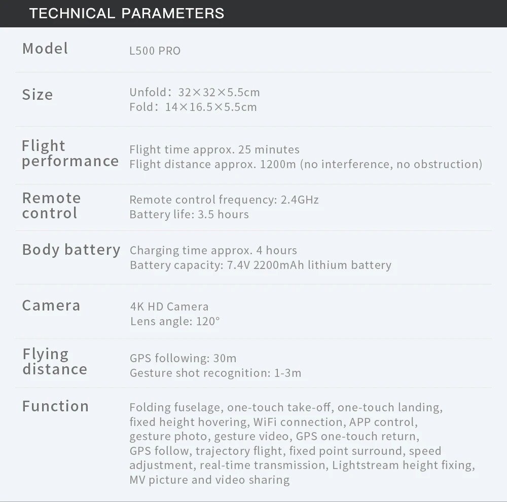 Drone L500 Pro Duas Câmeras 4k Led Noturno GPS Profissional