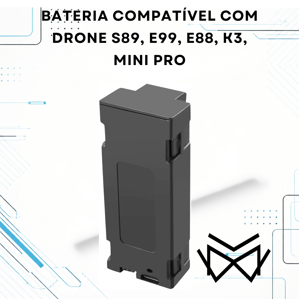 Bateria Drone Original Duravel 2600Mah Recarregavel USB Cor:Cinza