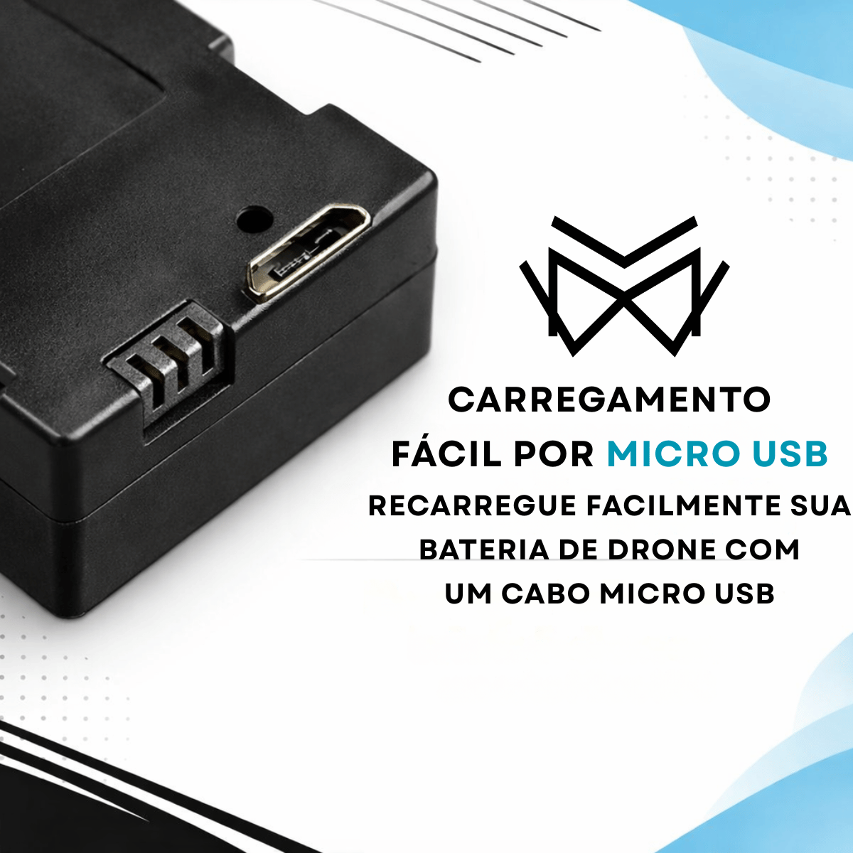 Bateria Drone Original Duravel 2600Mah Recarregavel USB Cor:Cinza