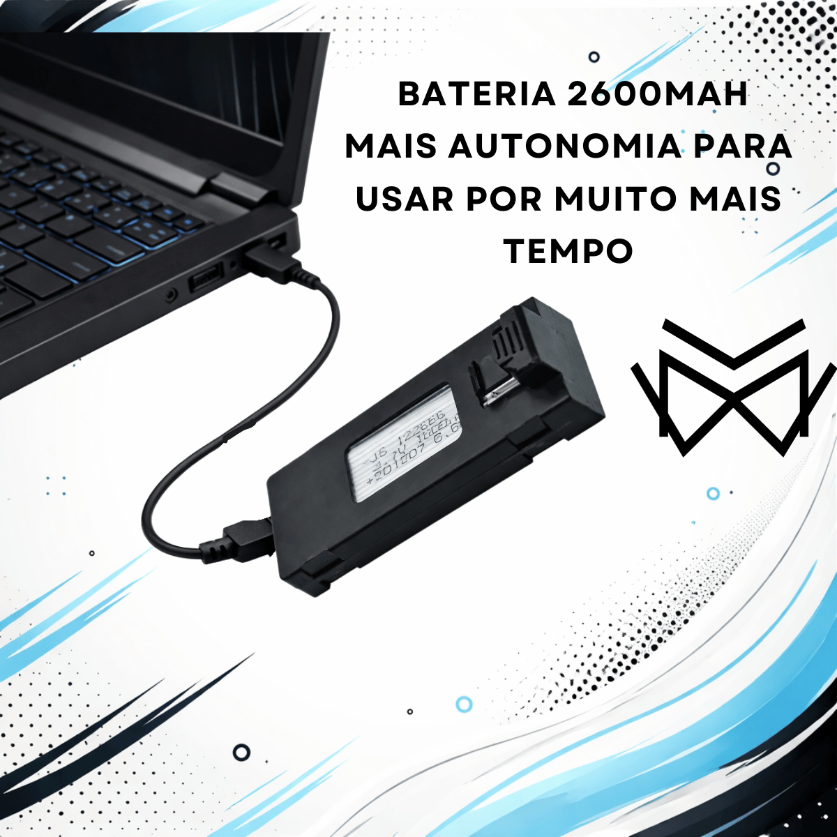 Bateria Drone Original Duravel 2600Mah Recarregavel USB Cor:Cinza