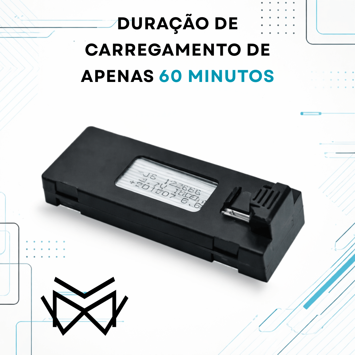 Bateria Drone Original Duravel 2600Mah Recarregavel USB Cor:Cinza