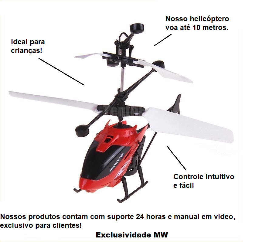 Helicóptero de Controle Remoto e Sensor de Indução Infantil