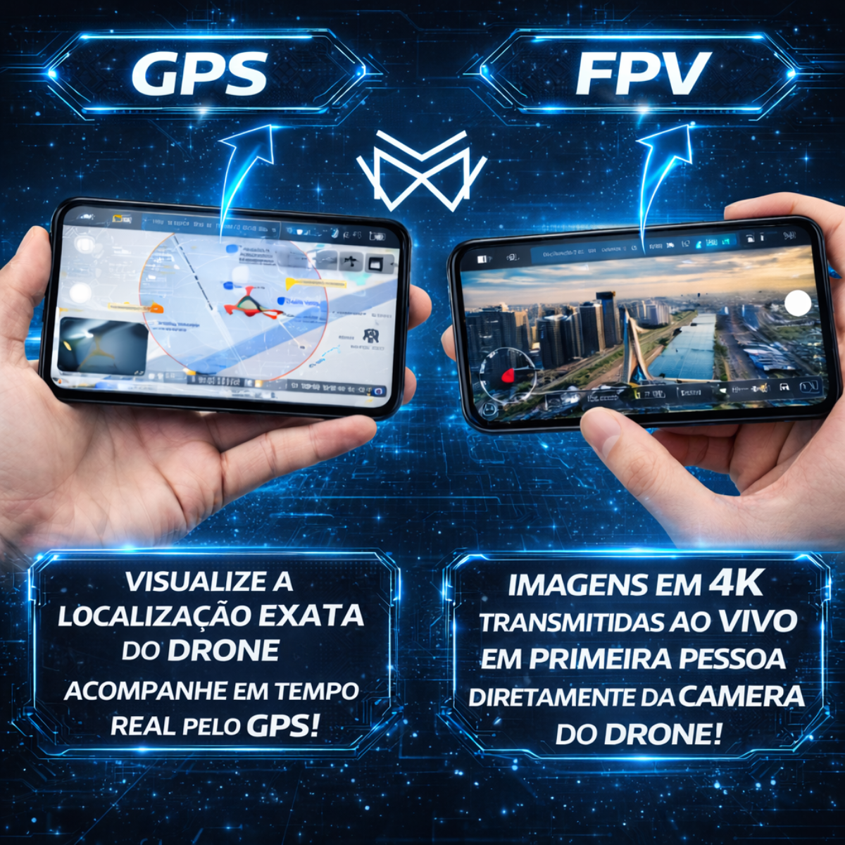 Drone S166 GPS Wi-Fi 5Ghz Dual Câmera HD Motor Brushless 2 Baterias