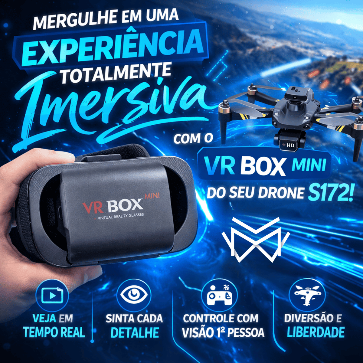 Drone Profissional S172 Com Óculos VR incluso