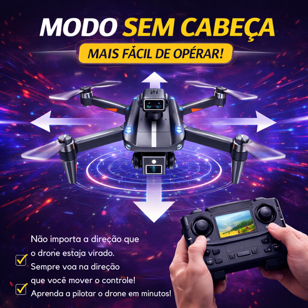 Drone Profissional S182 com Oculos VR Sensor de Obstaculos