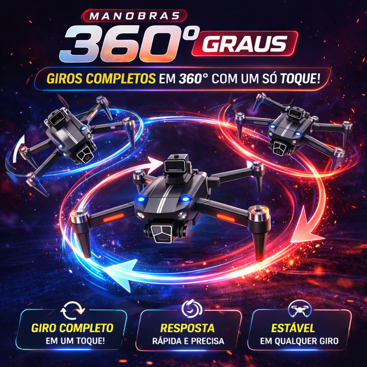 Drone Profissional S182 com Oculos VR Sensor de Obstaculos