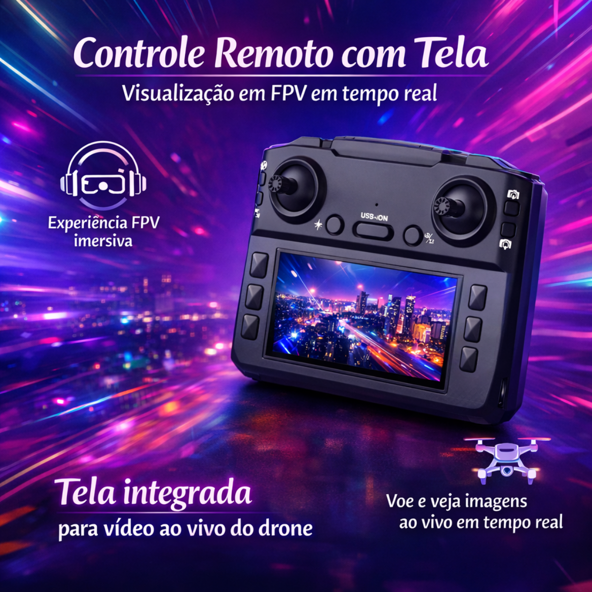 Drone Profissional S182 com Oculos VR Sensor de Obstaculos