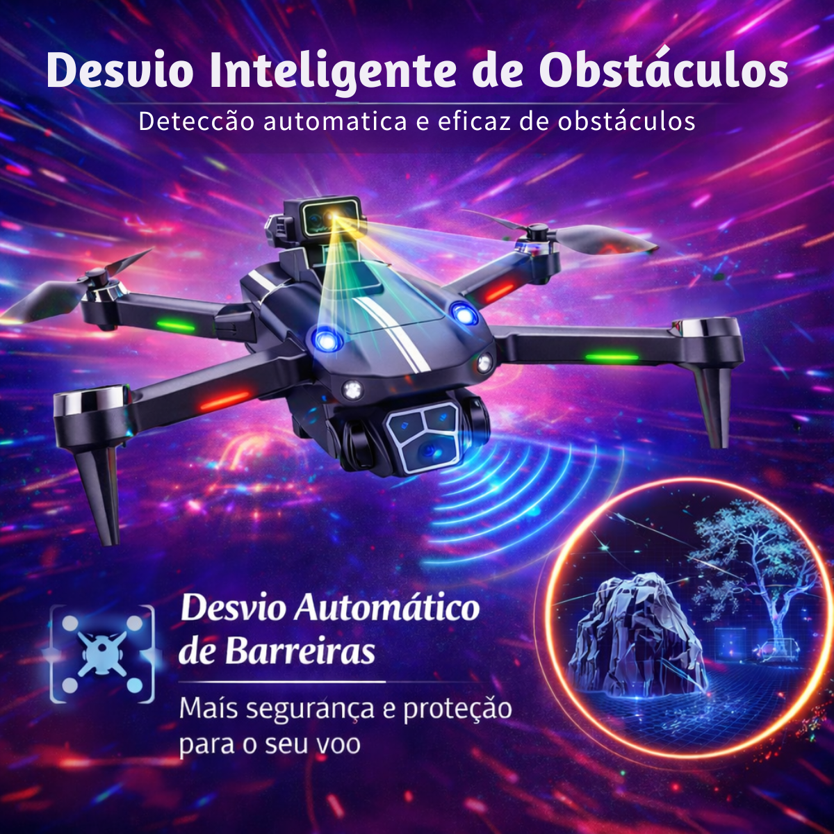 Drone Profissional S182 com Oculos VR Sensor de Obstaculos