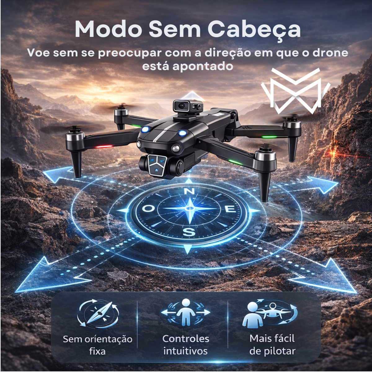Drone Dual Câmera 4K S182 WiFi 2.4G Sensor de Obstaculos