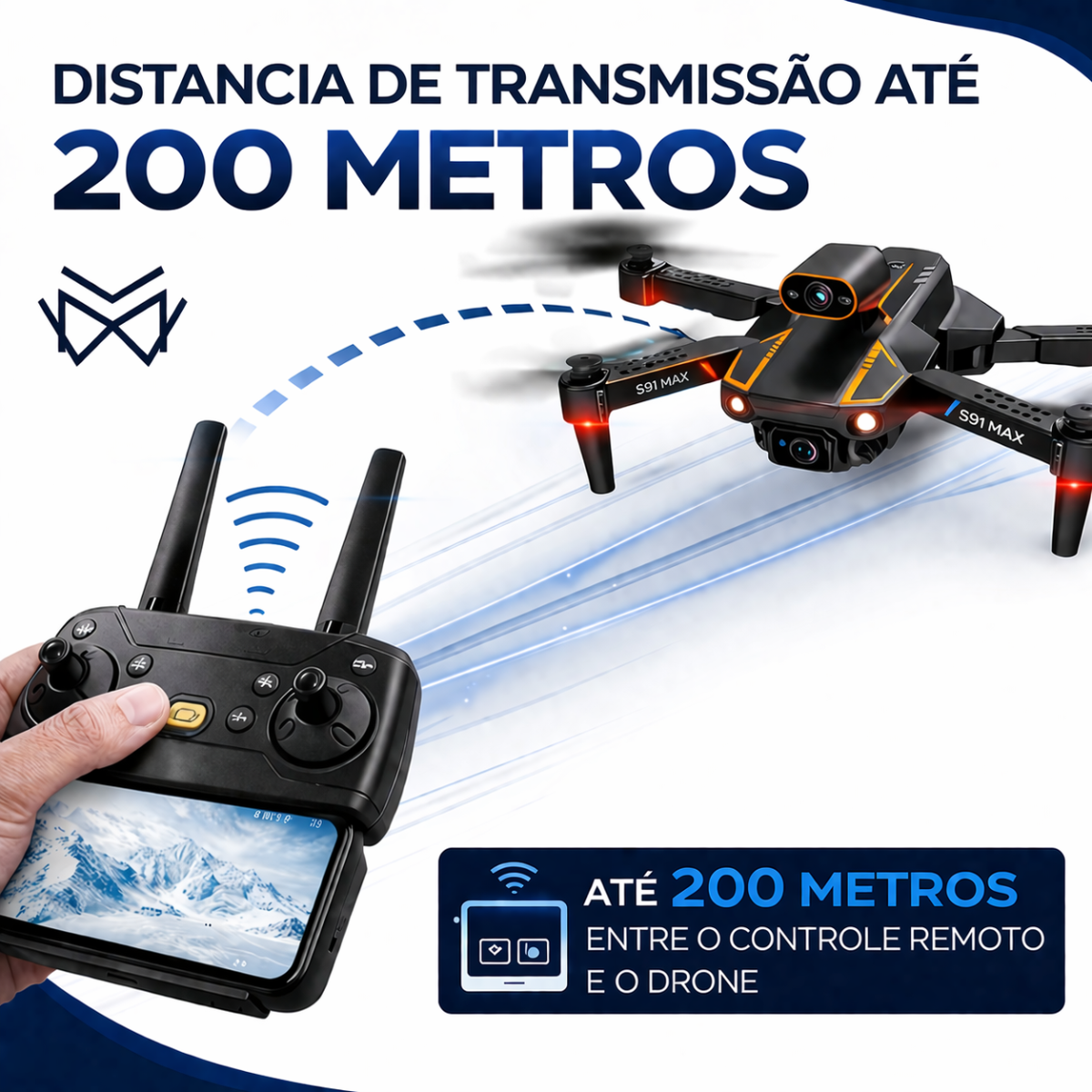 Drone Dual Câmera S91 Pro Sensor de Obstáculos