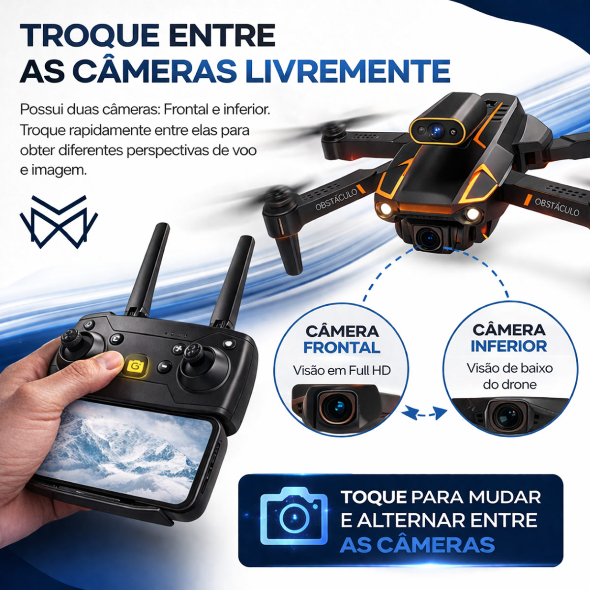 Drone Dual Câmera S91 Pro Sensor de Obstáculos