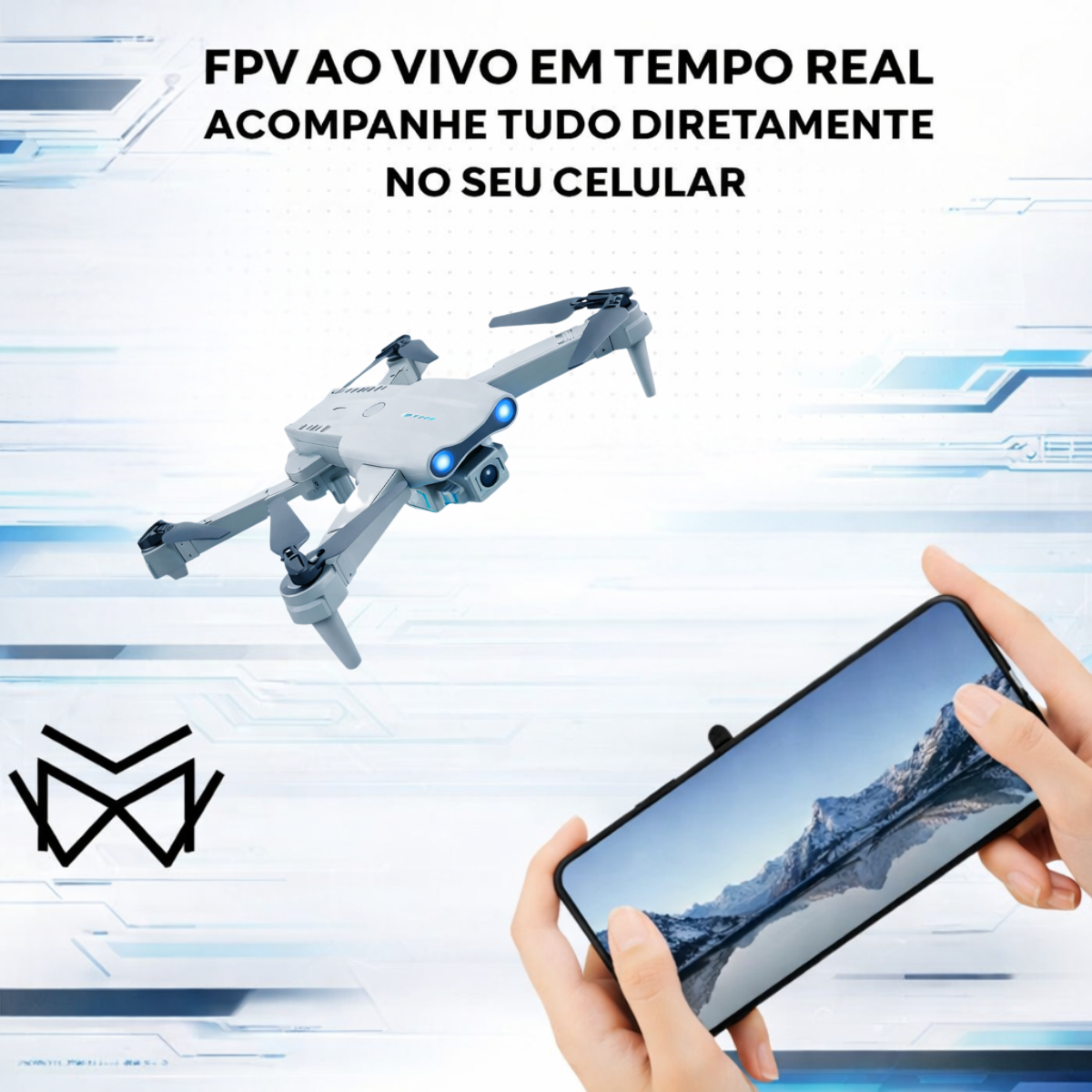 Drone Camera HD Inova Evita Obstáculos WiFi 2.4G 1 Bateria