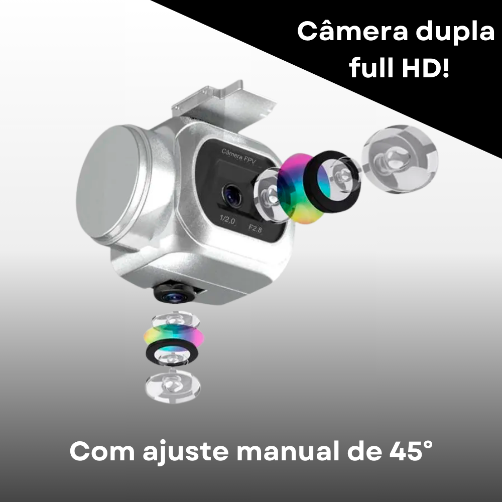 Drone X10 Voo Estável 2 Câmeras HD 1080p Wi-Fi 2.4GHz 360